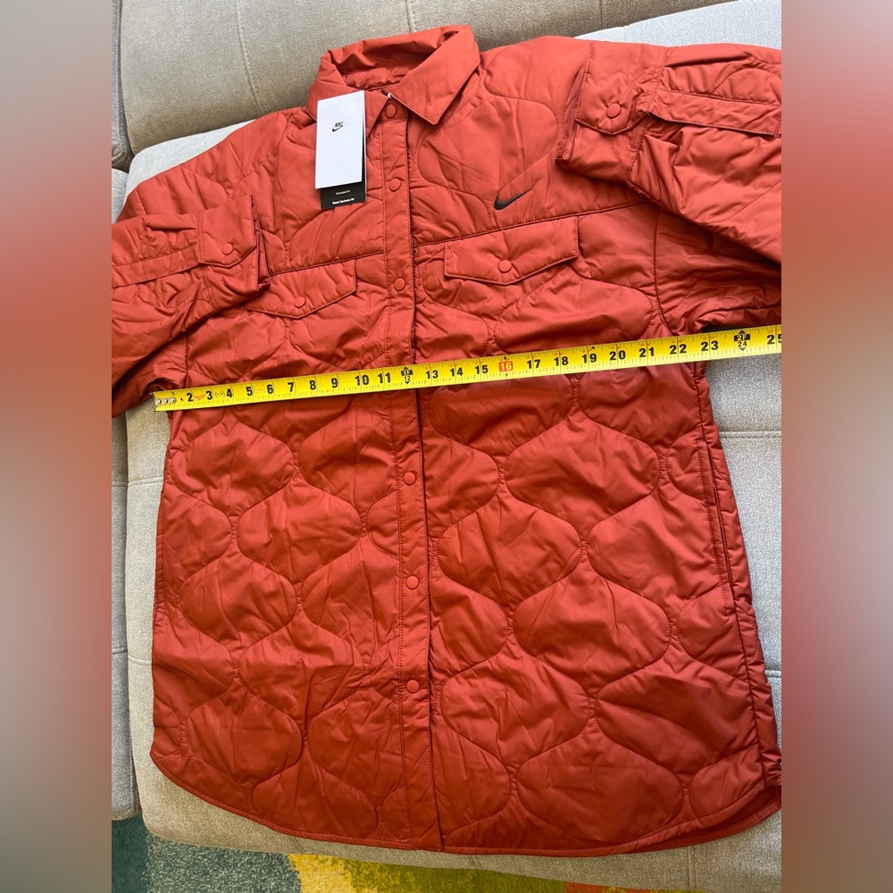 NWT $165 Nike Sportswear Essential Quilted Oversized Trench Jacket Orange Small - Picture 4 of 6